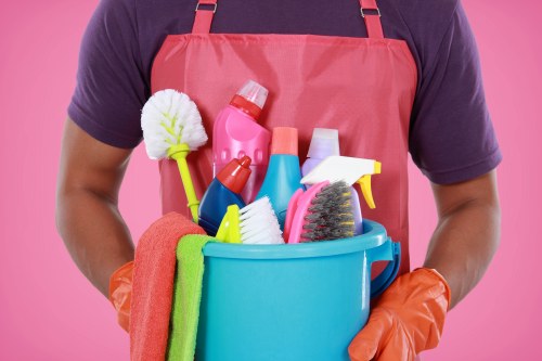 Cleaner starting a safety check before work