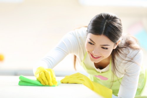 Commercial office cleaners in Westminster disinfecting high-touch surfaces