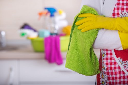 Cleaning staff identifying floor hazards and spill risks