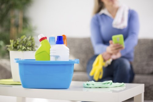 Supervisor reviewing a cleaning complaint with notes